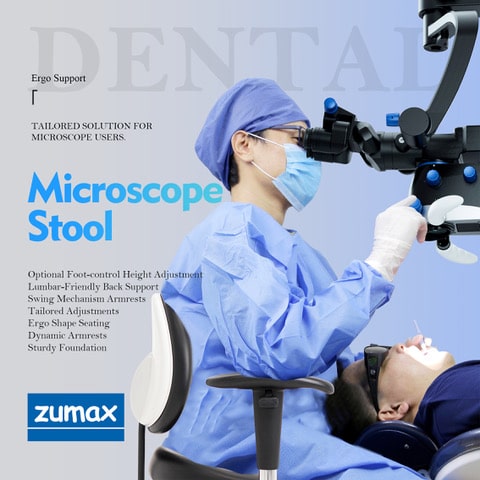 chirurgien dentiste avec microscope et fauteuil ergo
